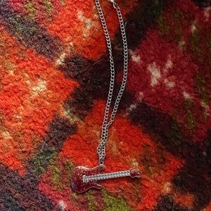 Red Electric Guitar Pendant Necklace